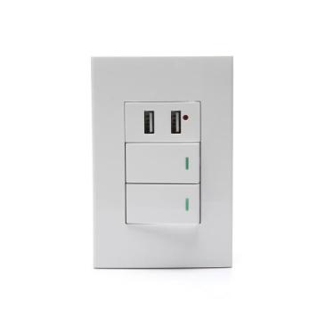 Imagem de Interruptor Duplo Branco 2 Portas Usb  Adaptador Celular 021 - Importa