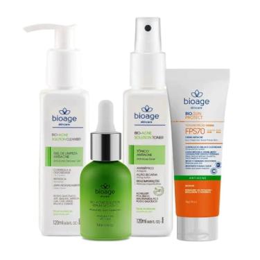 Imagem de Sabonete Facial + Serum + Tonico + Protetor Solar FPS70 - Tratamento Skincare Antiacne Completo - BIOAGE