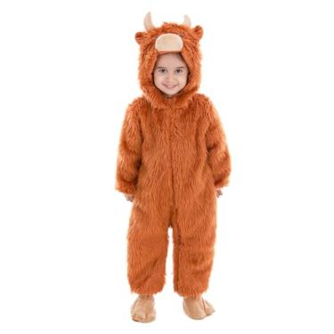 Imagem de HSCTEK Newborn Highland Cow Costume, Baby Cow Cosplay Infant Boys Girls, Toddler Halloween Onesie Suit Kids 3-6 Months Brown