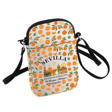 Imagem de HOLLP Bolsa tiracolo Sevilla Oranges Espana Gift Sevilla Travel Small Sling Bag Lembrança Presente, Branco
