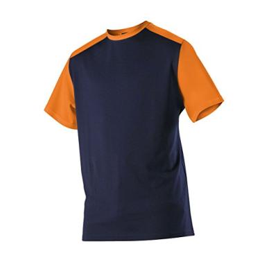 Imagem de Camiseta de beisebol masculina Alleson Ahtletic Mock Mesh, Navy/Orange, Medium