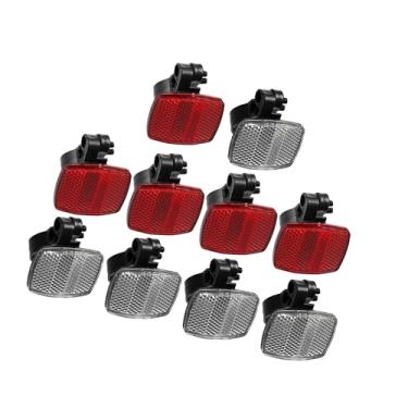 Imagem de Hihaha 10 peças de kit refletor dianteiro traseiro para bicicleta de montanha refletores de aviso de segurança para guidão selim e ciclismo noturno vermelho e branco peças de reposição de carro