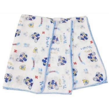 Imagem de Fralda De Pano Disney Mickey 70x70 Com Crochê Kit Com 5 Pçs - Dugu