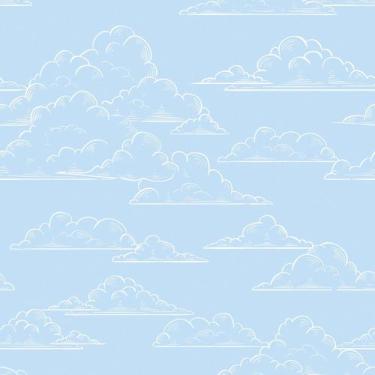 Imagem de Papel De Parede Vinílico Nuvens Branca E Azul Desenho Quarto 5m - Sign