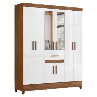 Imagem de Guarda Roupa Solteiro Portugal 8 Portas e 1 Gaveta com Espelho - Moval