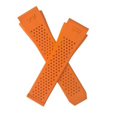 Imagem de Pulseira de borracha laranja FKM com mecanismo de liberação rápida para caber em relógios inteligentes TAG Heuer Connected E3 e E4 de 45 mm.