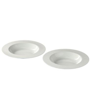 Imagem de Louça de cerâmica branca pura, cor sólida simples para casa - 23 cm prato de chapéu de palha branco puro dois pacotes