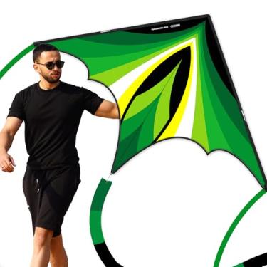 Imagem de Doinfly Delta Kite - Fácil De Empinar, Perfeito Para Diversão Ao Ar Livre, Conjunto Completo Com Pipas, Prancha E Linha, Design Atraente, Ideal Jogos Atividades Praia, Iniciantes (Verde)