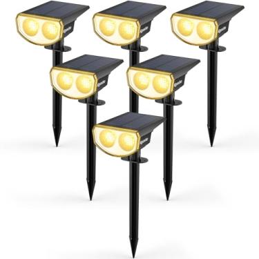 Imagem de Holofotes solares para ambientes externos Kyosho IP67 à prova d'água, 38 LEDs, movidos a energia solar, para quintal, jardim, garagem, passarela, liga/desliga automático, 3 modos, 6 unidades