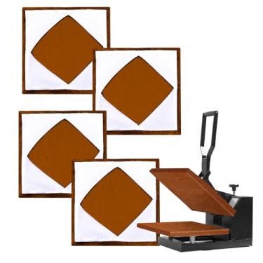 Imagem de KELEYU 4 peças de 38 x 38 cm, capa de revestimento de prato de teflon reutilizável antiaderente de alta temperatura, protegendo a placa de máquina de prensa de calor de sublimação contra resíduos