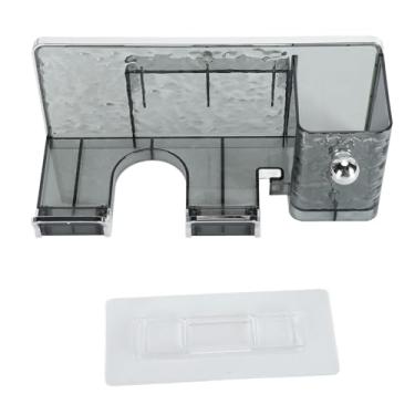 Imagem de Secador de cabelo Suporte Wall Mounted Plastic Water Ripple Design Blow Dryer Organizer Rack para banheiro Quarto Cabelo Ferramenta Armazenamento Adesivo forte Sem instalação de (Cinza transparente)