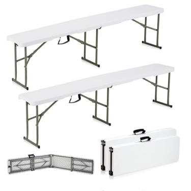 Imagem de Candockway Banco dobrável de plástico de 1,8 m com alça de transporte e cadeado, banco portátil ao ar livre no jardim, piquenique, acampamento, jantar, festa, banco impermeável para atividades de