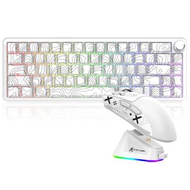 Imagem de Attack Shark X65PRO HE & X11 Combo para jogos – teclado magnético com efeito Hall e mouse superleve com base de carregamento RGB, pesquisa de 8 KHz 22K DPI, trimodo, sem fio, troca a quente, para Win