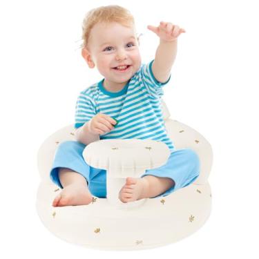 Imagem de Cadeira de bebê inflável portátil inflável assento de chão de verão com bomba de ar embutida suporte traseiro cadeira de chá de bebê inflável para meninos e meninas a partir de 6 meses (amarelo)