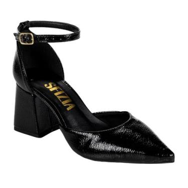 Imagem de Sapato Scarpin Frente e Trazeiro Alice Verniz Show Preto - Sfizia, 36,