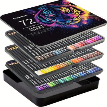 Imagem de Conjunto de lápis de cor, 72 cores, premium, macio, 44 unidades com ca