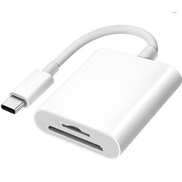 Imagem de Leitor de cartão SD USB C para iPhone 15/16, adaptador de cartão SD tipo C com dois compartimentos para iPad, Mac, MacBook, laptop, Android, leitor de câmera de trilha de alta velocidade tipo C