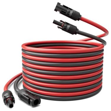 Imagem de KNMIPJD Cabo de extensão solar de 10AWG (6 mm²) com bainha, cabo de extensão de painel solar de 30 pés com conectores solares IP67 macho/fêmea para painel solar, automotivo, trailer, barco, ao ar