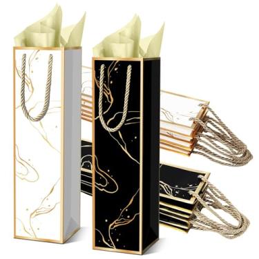 Imagem de Pacote com 30 sacos de presente de vinho com alças e lenços de papel, garrafas de vinho, sacos de presente reutilizáveis para Natal, casamentos, aniversários, festas de fim de ano