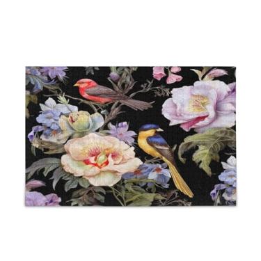 Imagem de WELLDAY Quebra-cabeça flores e pássaros 1000 peças grande jogo de arte para adultos adolescentes