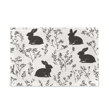 Imagem de WELLDAY Quebra-cabeça coelho flores silvestres 1000 peças grande jogo de arte para adultos adolescentes