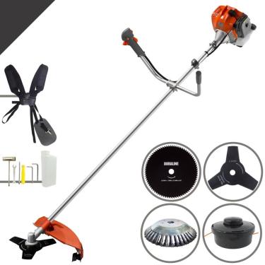 Imagem de Roçadeira Robusta Tekna RL520ACG2 À Gasolina 2T 52cc 2HP 4 Opções de Corte Com Lâmina 3 Pontas, Lâmina 80 Dentes, Escova de Aço e Carretel de Nylon