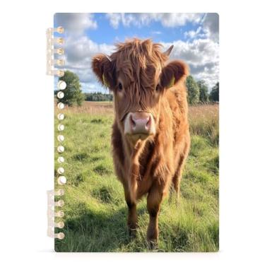 Imagem de Burbuja Caderno Cow in Highland, papel pautado universitário A5 com 60 folhas, fichário para escritório, 1 pacote