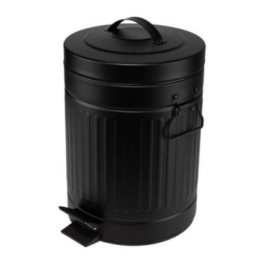 Imagem de Lixeira Retrô com Pedal Preta Mollie 5 litros