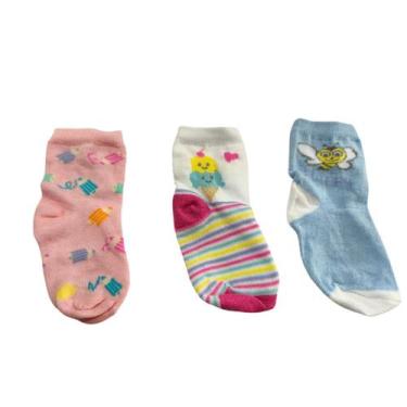 Imagem de Kit 3 meias menina escolar derby 1499001 algodão antialergico, 21 A 24