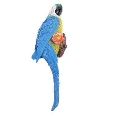 Imagem de TOPINCN Escultura de Papagaios de Resina, Escultura Real, Estátua de Papagaios, Estatuetas de Pássaros, Ornamento de Paisagem para Jardim, Pátio, Varanda, Decoração Interna (Papagaio Arara Azul