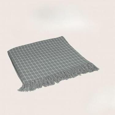 Imagem de Manta para Sofá Gigante 2,40x1,80m Casal Algodão Macio Decorativa(Cinza Xadrez)