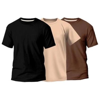 Imagem de Kit 3 Camisetas Masculina 100% Algodão Básica Lisa Gola Redonda Varias