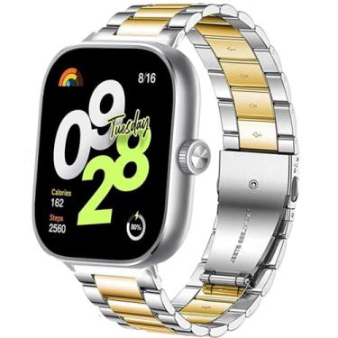 Imagem de Lamshaw Pulseira de substituição de aço inoxidável de liberação rápida para Redmi Watch 4, masculina e feminina, compatível com smartwatch Redmi Watch 4 de 5 cm (prata-ouro)
