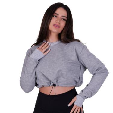 Imagem de Casaco de Moletom Feminino Blusa de Inverno Manga Longa Moletinho com 