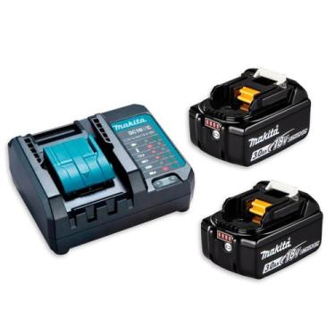 Imagem de Carregador De Bateria Makita DC18WC Bivolt 14,4V E 18V Kit Com 1 Bater