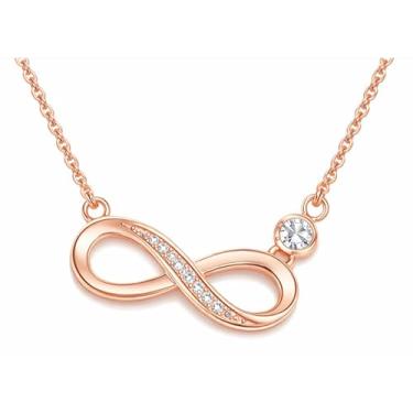 Imagem de Colar Feminino Infinito com Zircônia, Rose Gold, Pingente Símbolo Infinito com Zirconia