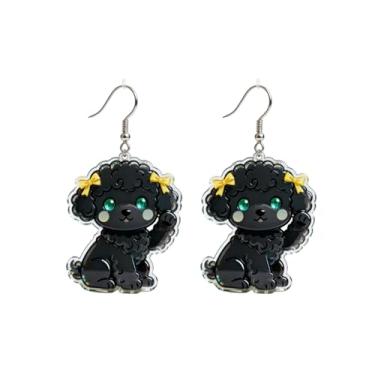 Imagem de OSCCI Adoráveis brincos de acrílico para filhotes de cachorro – Ganchos de liga durável, com tema de animal de estimação fofos, ótimos para roupas casuais e de festa, Acrílico, Sem pedra preciosa