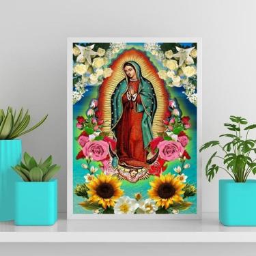 Imagem de Quadro Mexicano Nossa Senhora De Guadalupe 24X18Cm - Branca