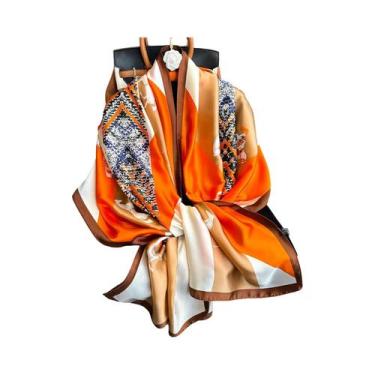 Imagem de Lenço De Seda Luxuoso Feminino 180x90CM Estampa Fashion Xale Longo Pro