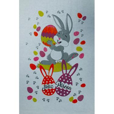 Imagem de Pano De Prato Lomaer Sacaria Pascoa 50cmx70cm Estampado Coelho 0D Branco