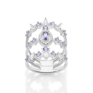 Imagem de Maxi Anel Aro Triplo com Zircônias Prata 925 Rommanel 810398 Tamanho:1