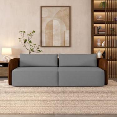 Imagem de Sofá Living Sala de Estar Abel 240cm Bipartido pés de Madeira PU/Velud