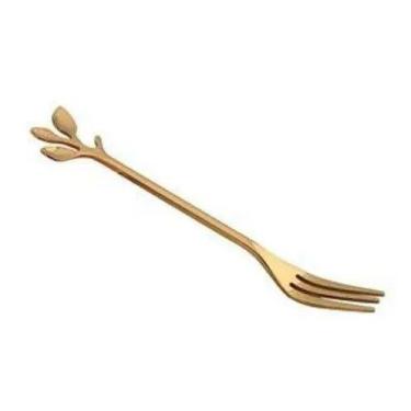 Imagem de Conjunto 4 Garfos para Aperitivo Dourado Aço Inox Leaves - ROJEMAC