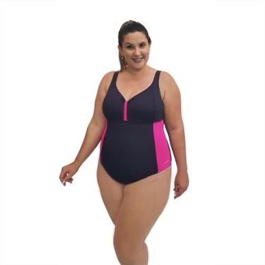Imagem de Maiô Natação Light Plus Size Preto e Pink com Sustentação - Stewardess