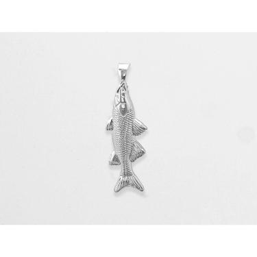 Imagem de Pingente de Peixe Robalo P banhados a ouro branco 18k