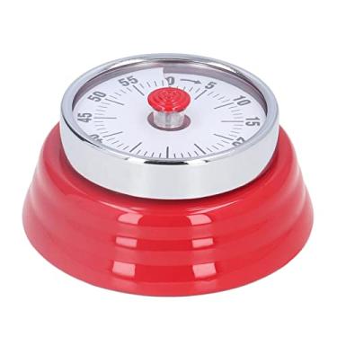 Imagem de 70dB temporizador de cozinha,port¨¢til multifuncional montagem em parede a?o inoxid¨¢vel cl¨¢ssico retr? magn¨¦tico lembrete de contagem regressiva para processamento de cabelo, cozinhar(Red), Cron?