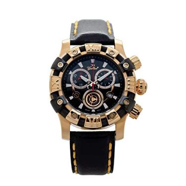 Imagem de Gallucci Relógio de pulso de quartzo cronógrafo esportivo masculino com data, segundos pequenos e fecho de dobra única, Ouro rosa/preto, Esportivo, exclusivo