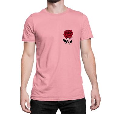 Imagem de Camiseta Algodão Flor Rosa Vermelha Algodão T-Shirt