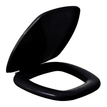 Imagem de Assento Sanitário Iris Preto Tampa para Vaso Onix Almofadado