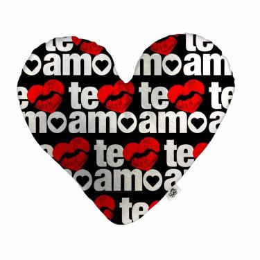 Imagem de Almofada Coração Pelúcia Te Amo beijo Namorados Tamanho:G